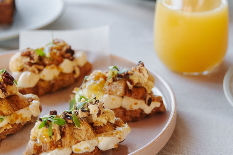 Almond croissant with grapefruit marmalade